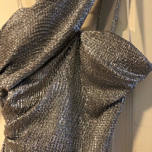 Silver One Shoulder Short Party Dress - Picture 2 of 3